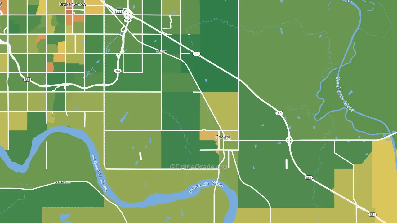 Coweta, OK Map of Robbery Rates