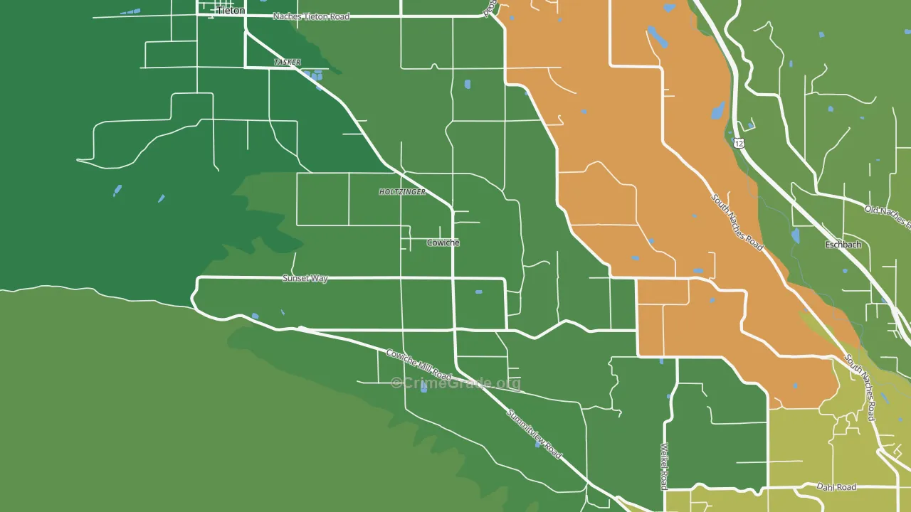 Cowiche, WA Map of Robbery Rates