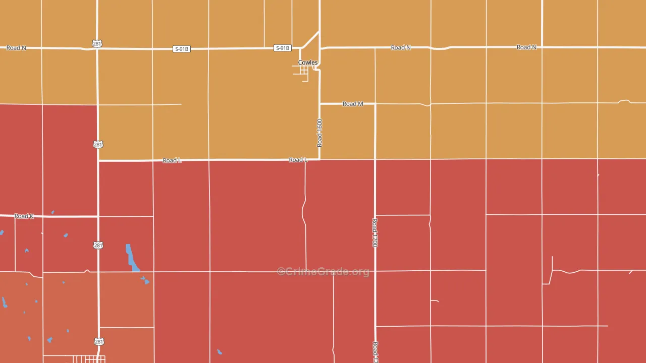 Cowles, NE Map of Robbery Rates