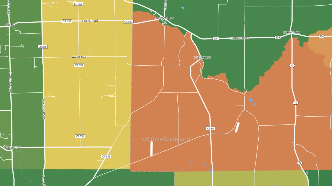 Cowlesville, NY Map of Robbery Rates