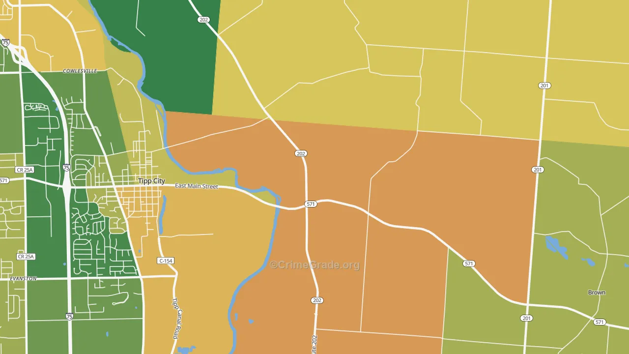 Cowlesville, OH Map of Robbery Rates