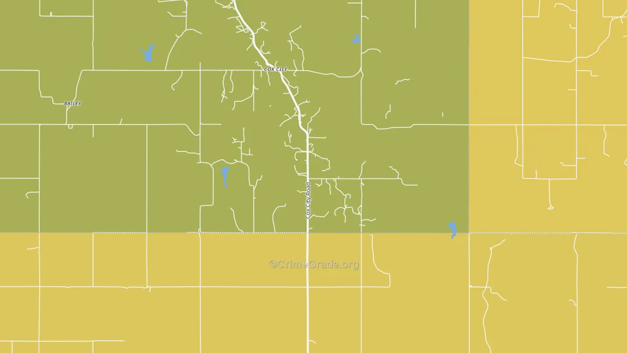 Cox City, OK Map of Robbery Rates