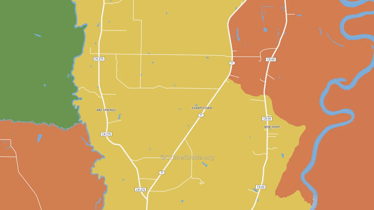 Cox, FL Map of Robbery Rates