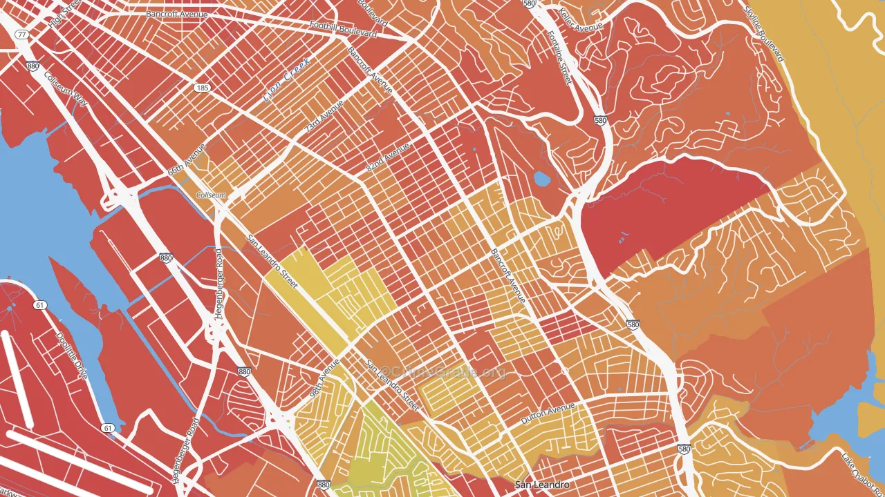 Cox, Oakland, CA Map of Robbery Rates