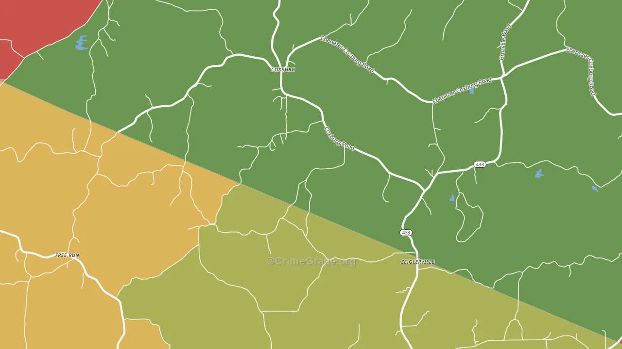 Coxburg, MS Map of Robbery Rates