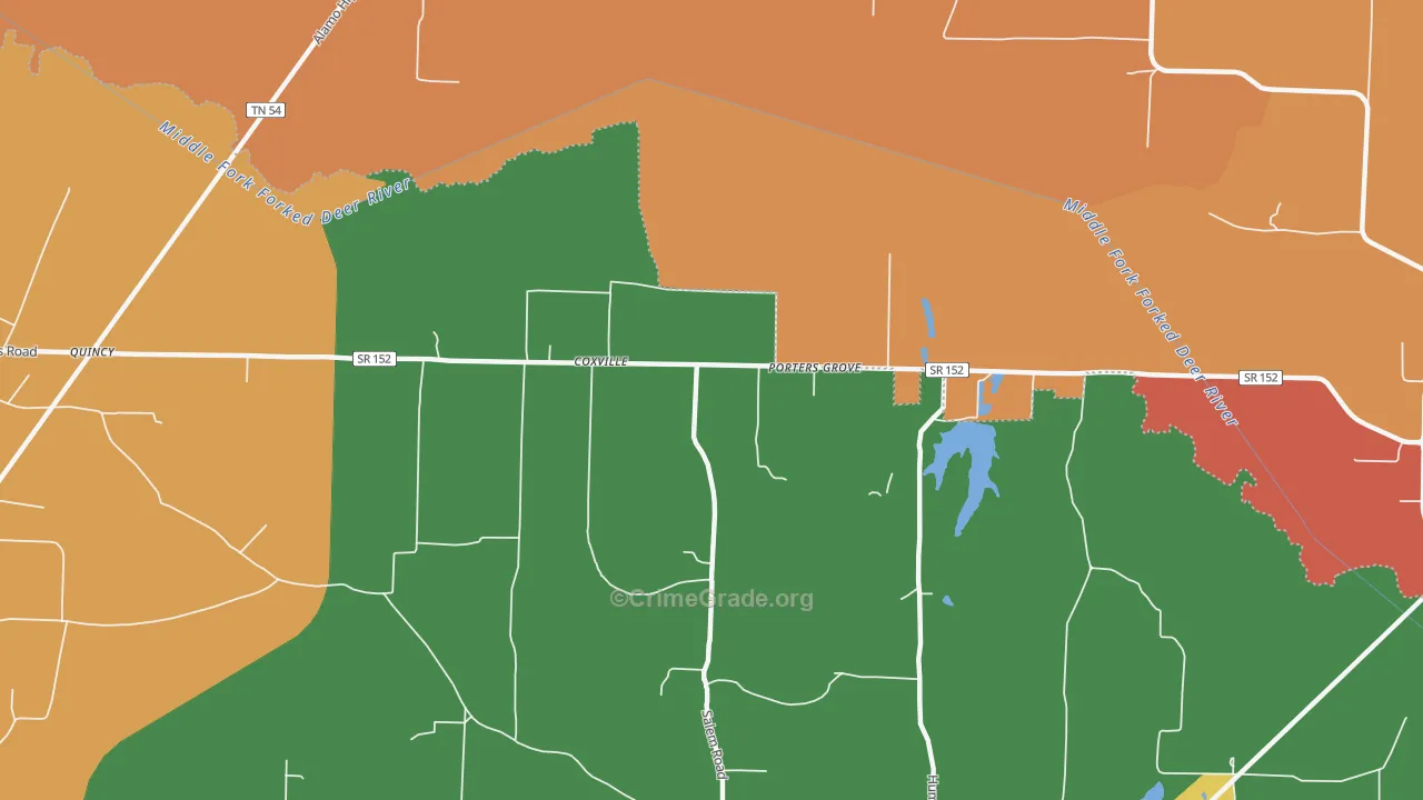 Coxville, TN Map of Robbery Rates