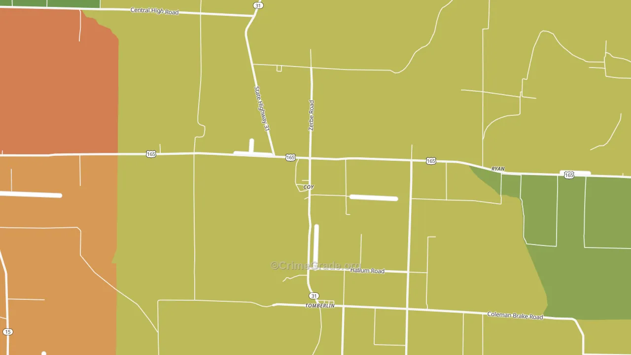 Coy, AR Map of Robbery Rates