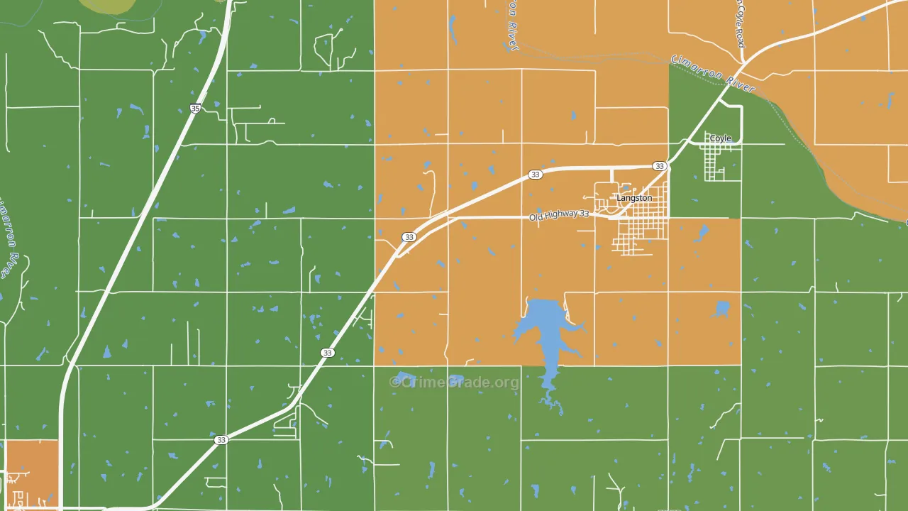 Coyle, OK Map of Robbery Rates