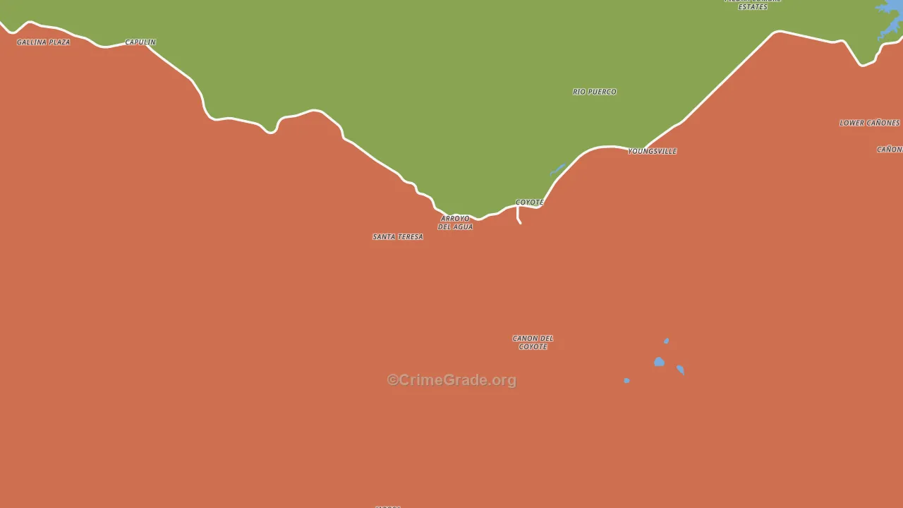 Coyote, NM Map of Robbery Rates