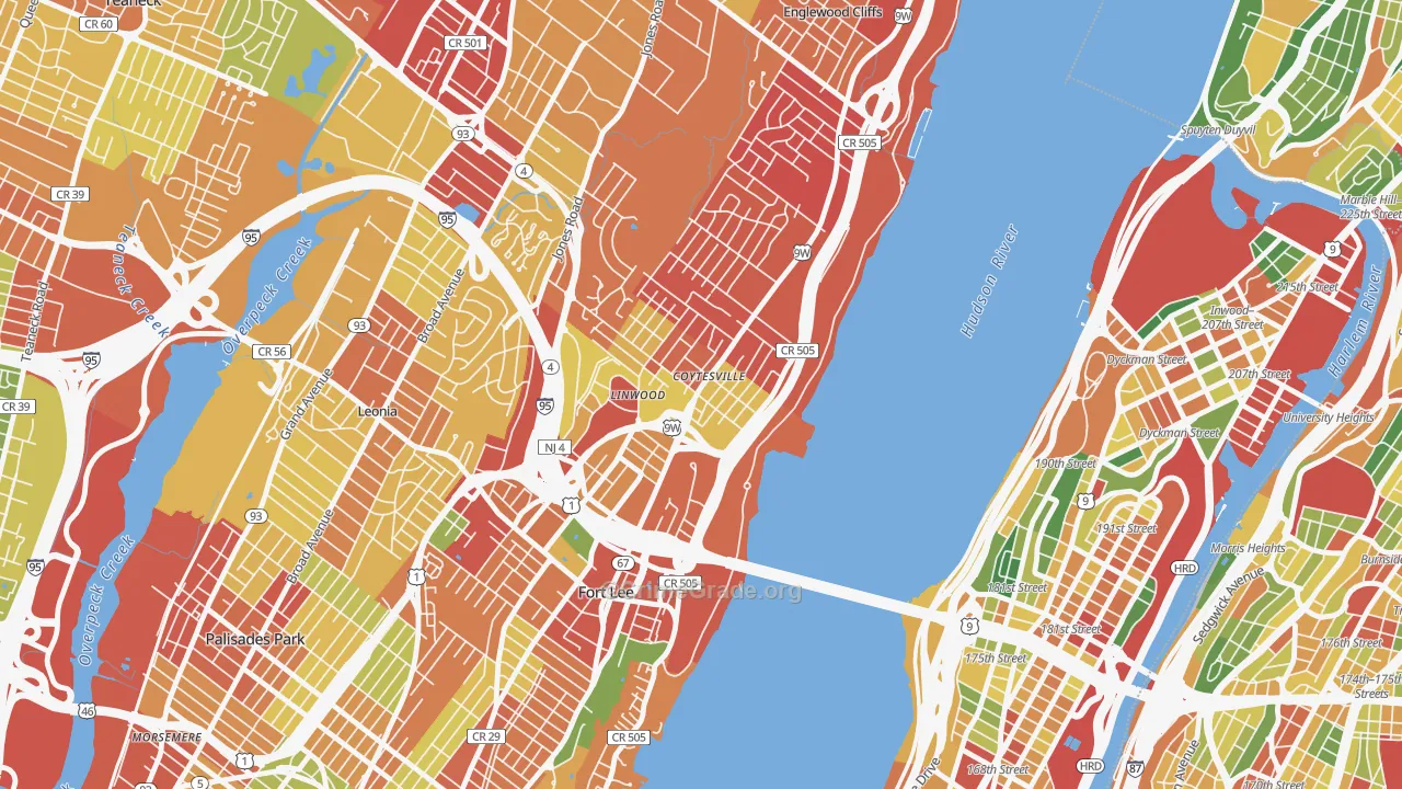 Coytesville, Fort Lee, NJ Map of Robbery Rates