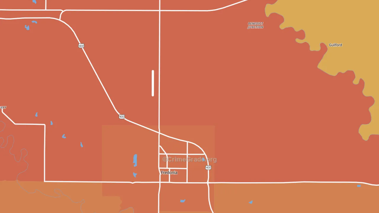 Coyville, KS Map of Robbery Rates