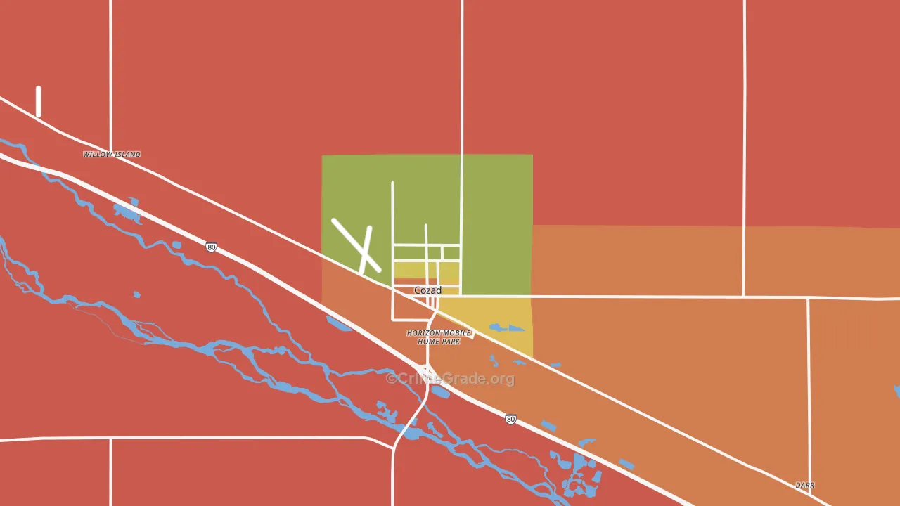 Cozad, NE Map of Robbery Rates