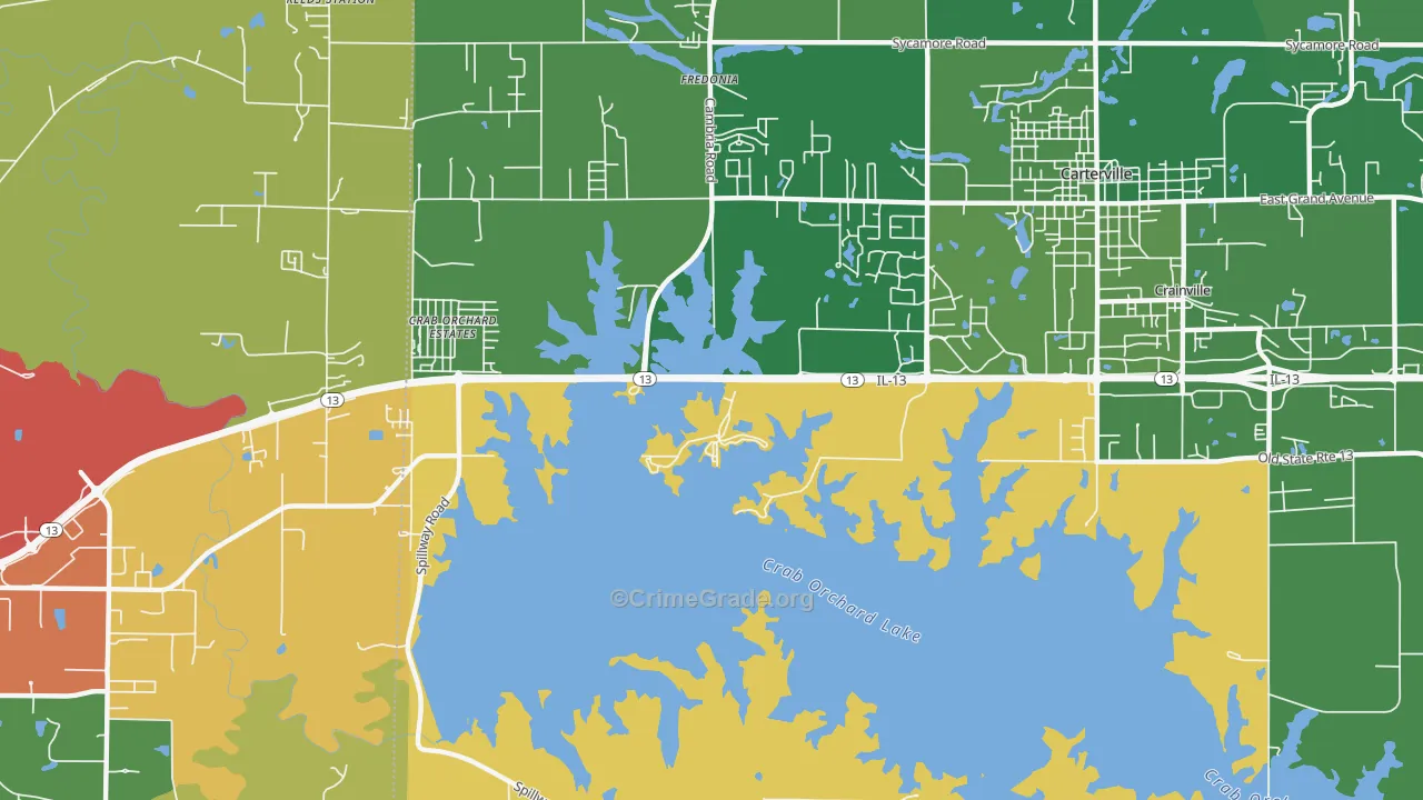 Crab Orchard Estates, IL Map of Robbery Rates