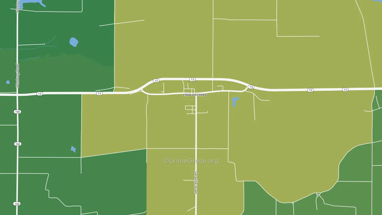 Crab Orchard, IL Map of Robbery Rates