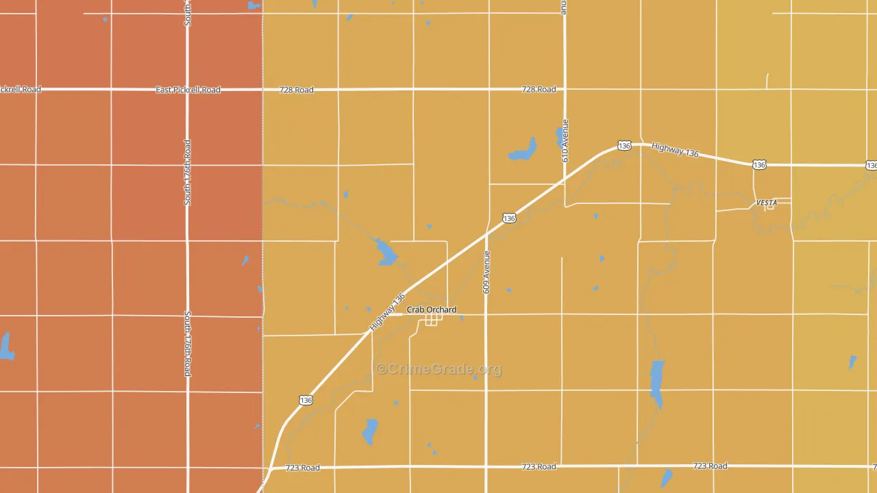 Crab Orchard, NE Map of Robbery Rates