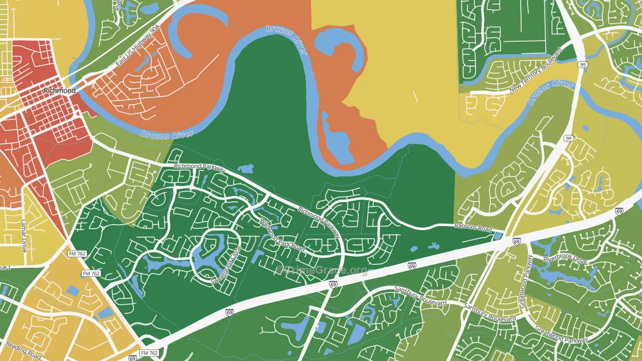 Crabb, TX Map of Robbery Rates