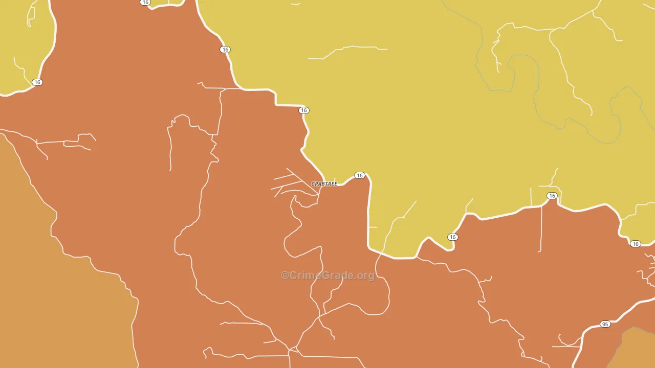 Crabtree, AR Map of Robbery Rates