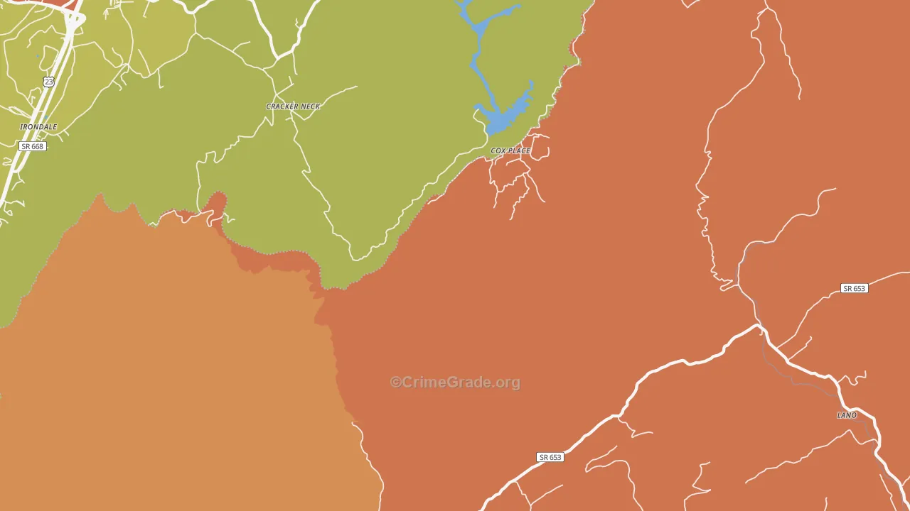 Cracker Neck, VA Map of Robbery Rates