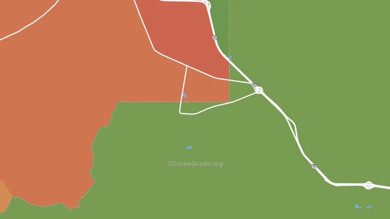 Crackerville, MT Map of Robbery Rates