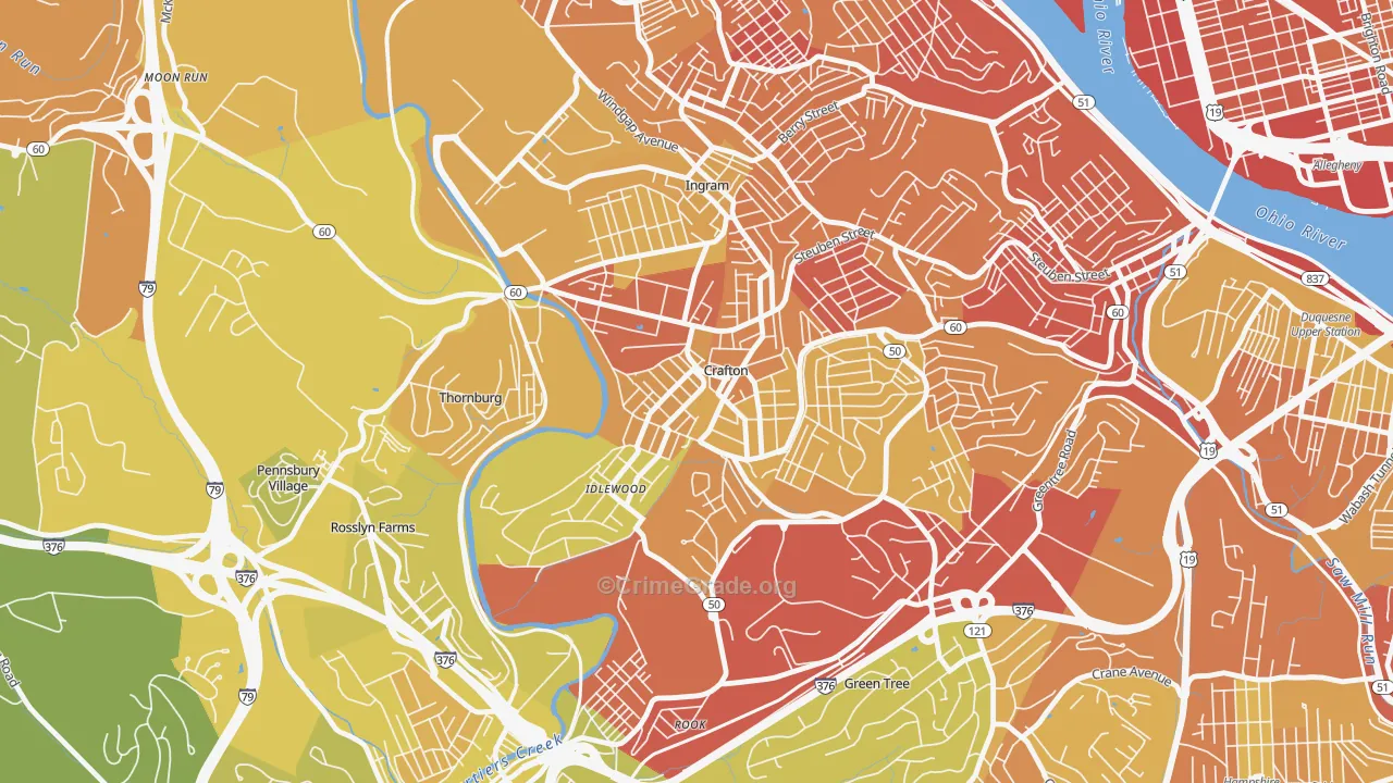 Crafton, PA Map of Robbery Rates