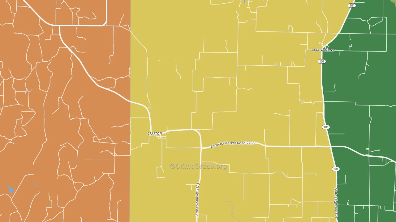 Crafton, TX Map of Robbery Rates