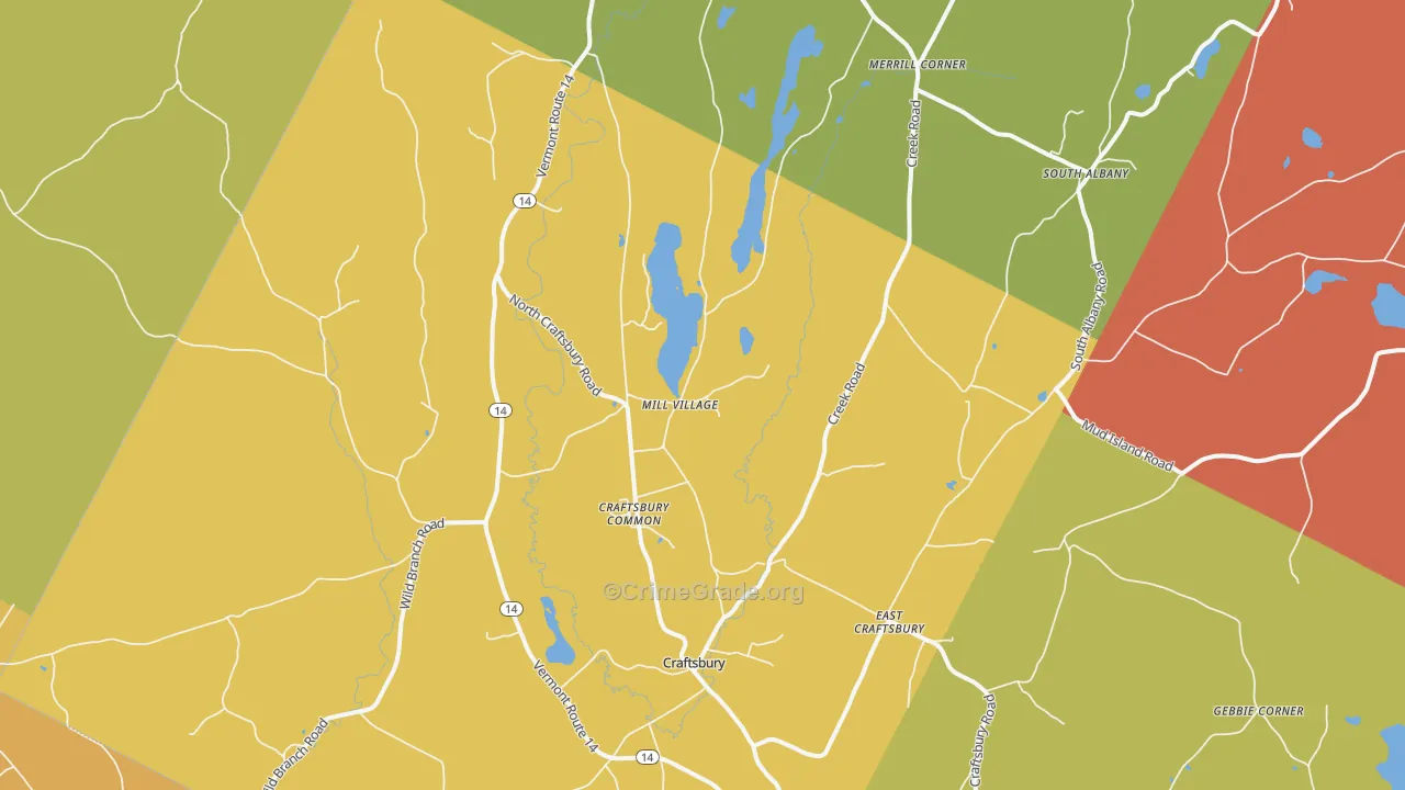 Craftsbury Common, VT Map of Robbery Rates