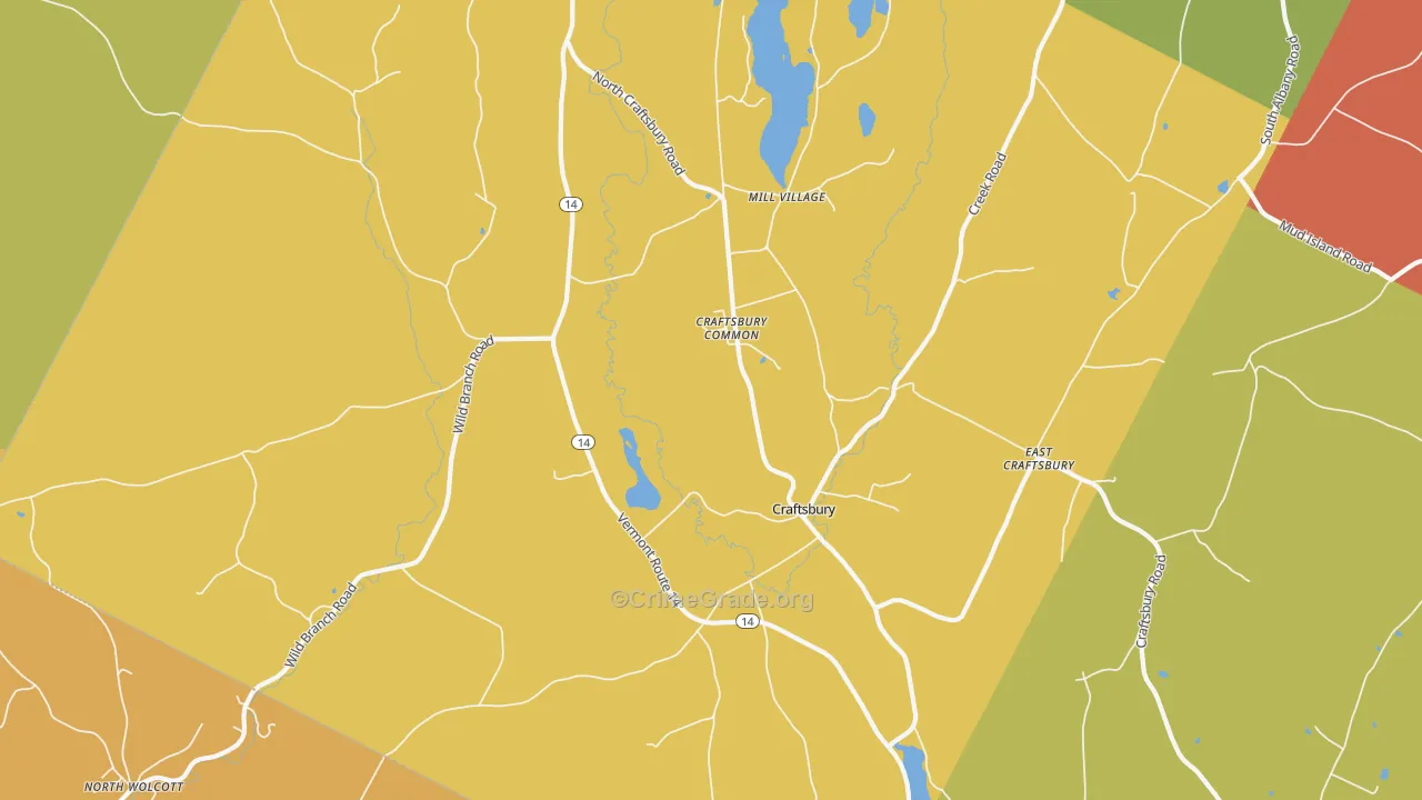 Craftsbury, VT Map of Robbery Rates
