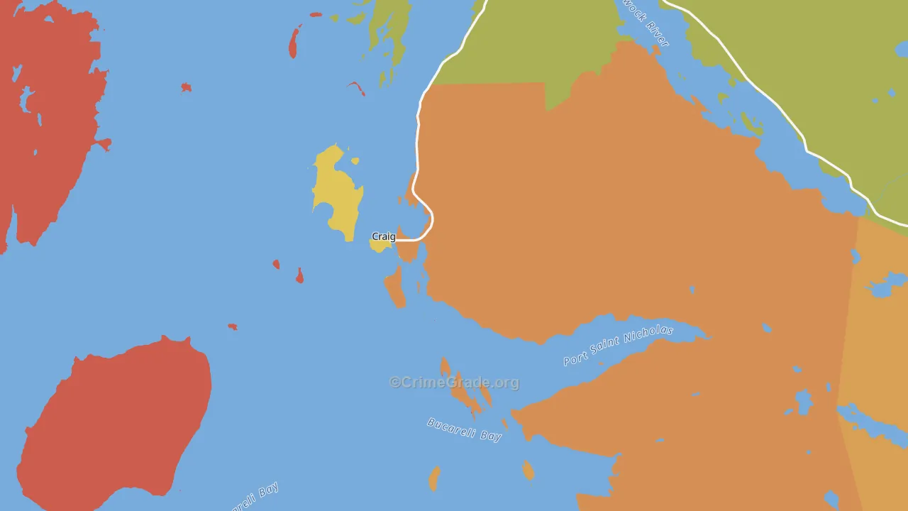 Craig, AK Map of Robbery Rates