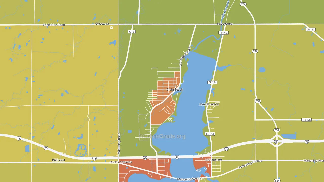 Craig Beach, OH Map of Robbery Rates