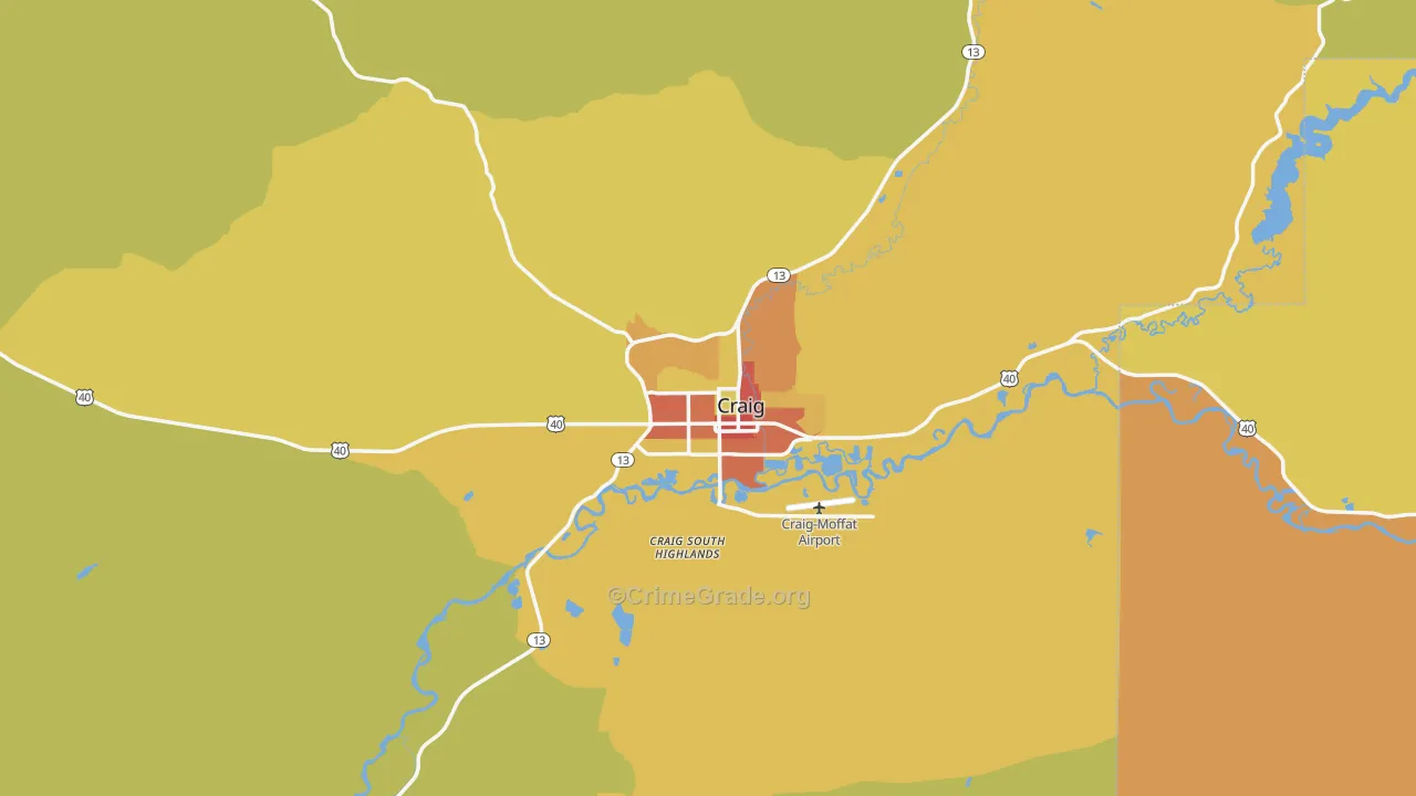 Craig, CO Map of Robbery Rates