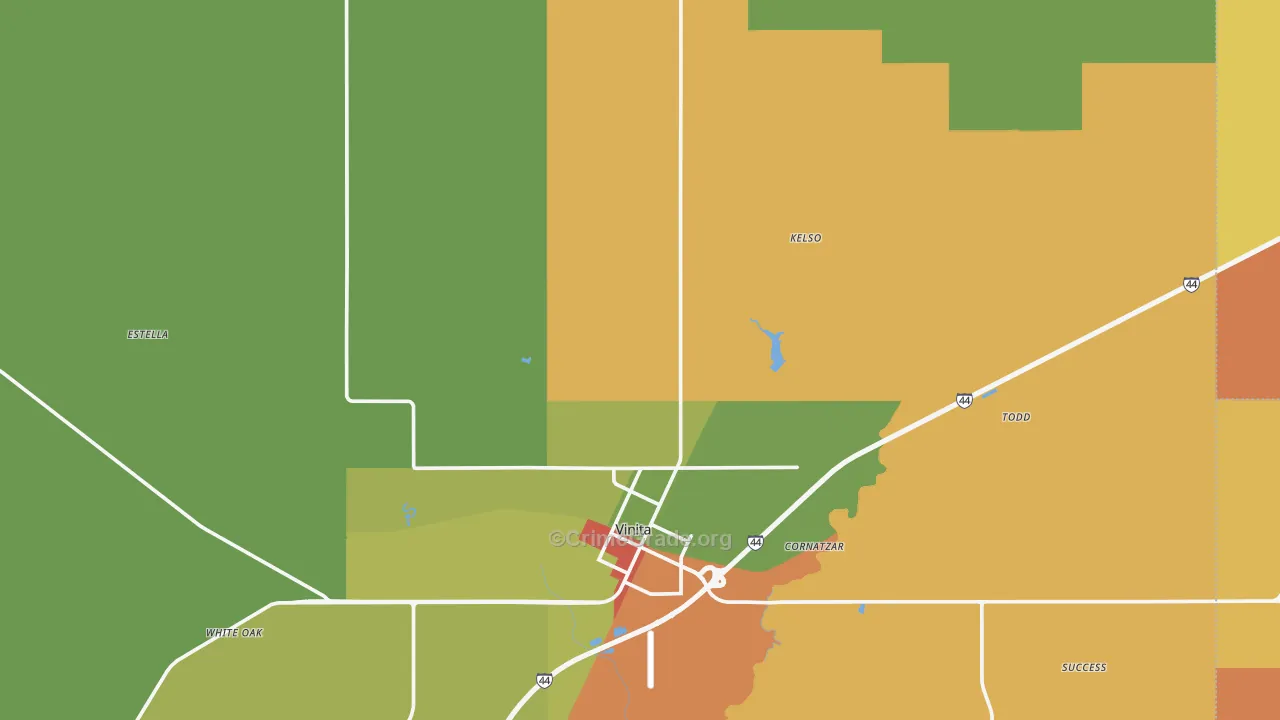 Craig County, OK Map of Robbery Rates