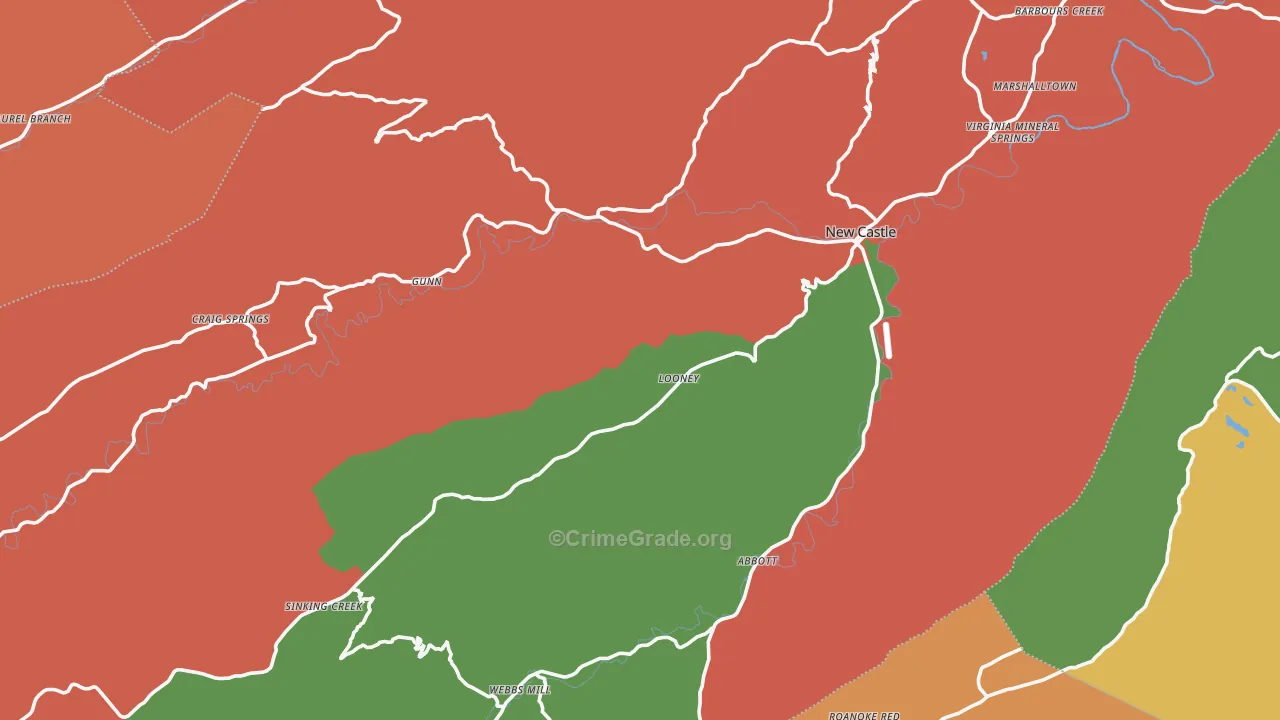Craig County, VA Map of Robbery Rates