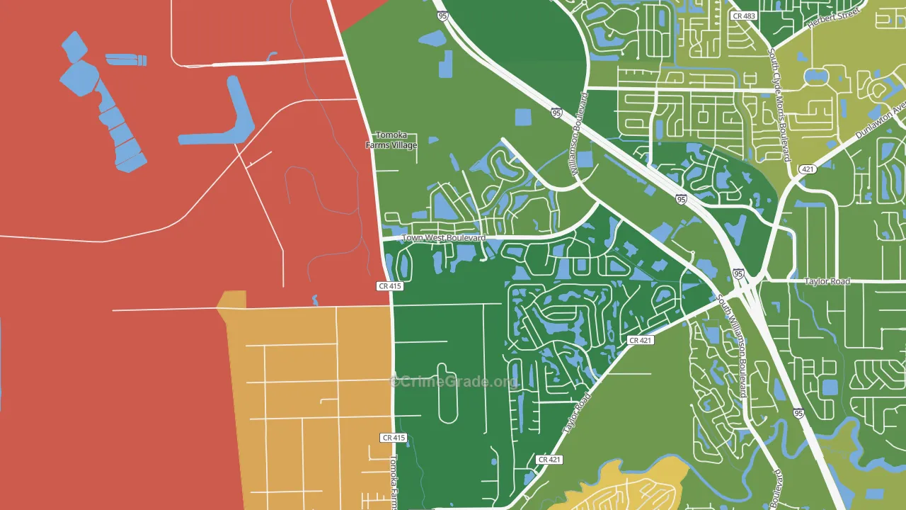 Craig Farms, Port Orange, FL Map of Robbery Rates