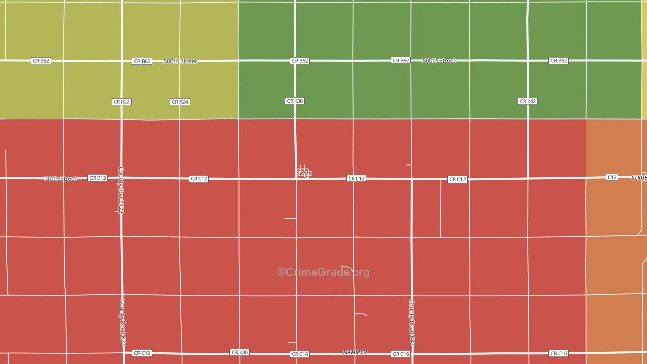 Craig, IA Map of Robbery Rates