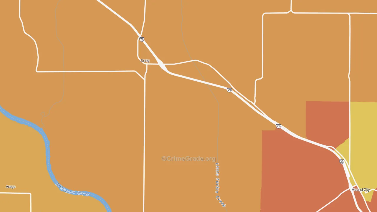 Craig, MO Map of Robbery Rates