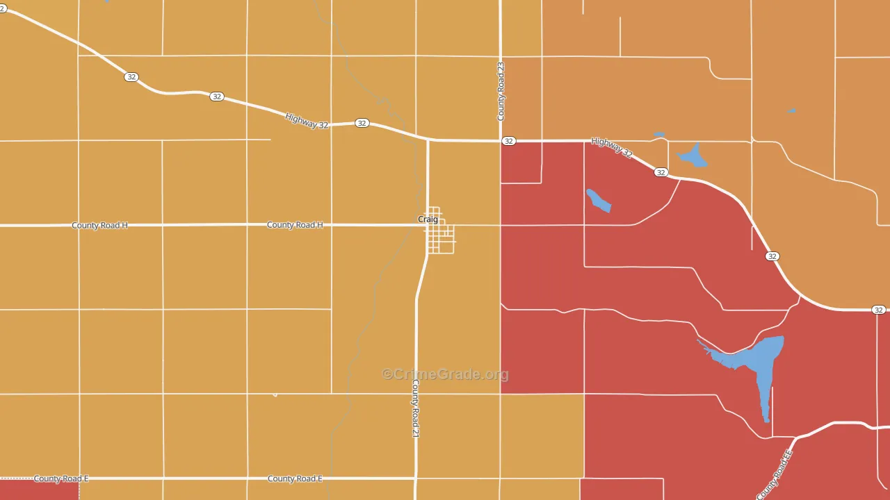 Craig, NE Map of Robbery Rates