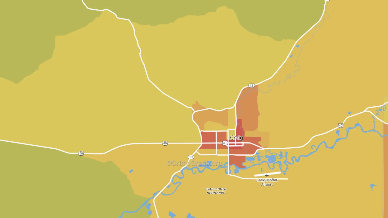Craig South Highlands, CO Map of Robbery Rates