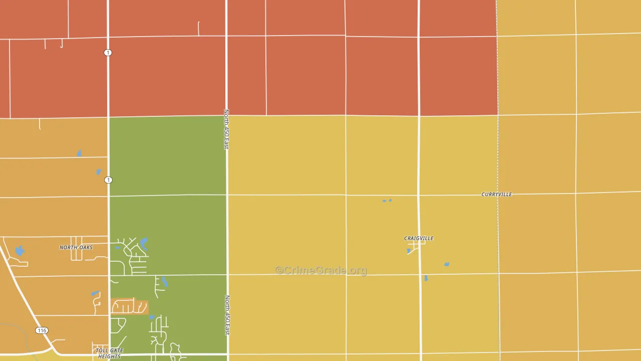 Craigville, IN Map of Robbery Rates