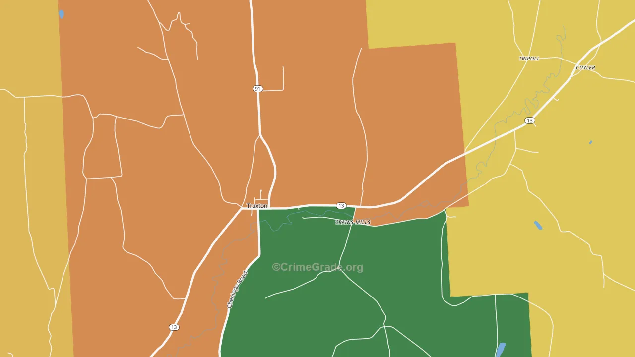Crains Mills, NY Map of Robbery Rates