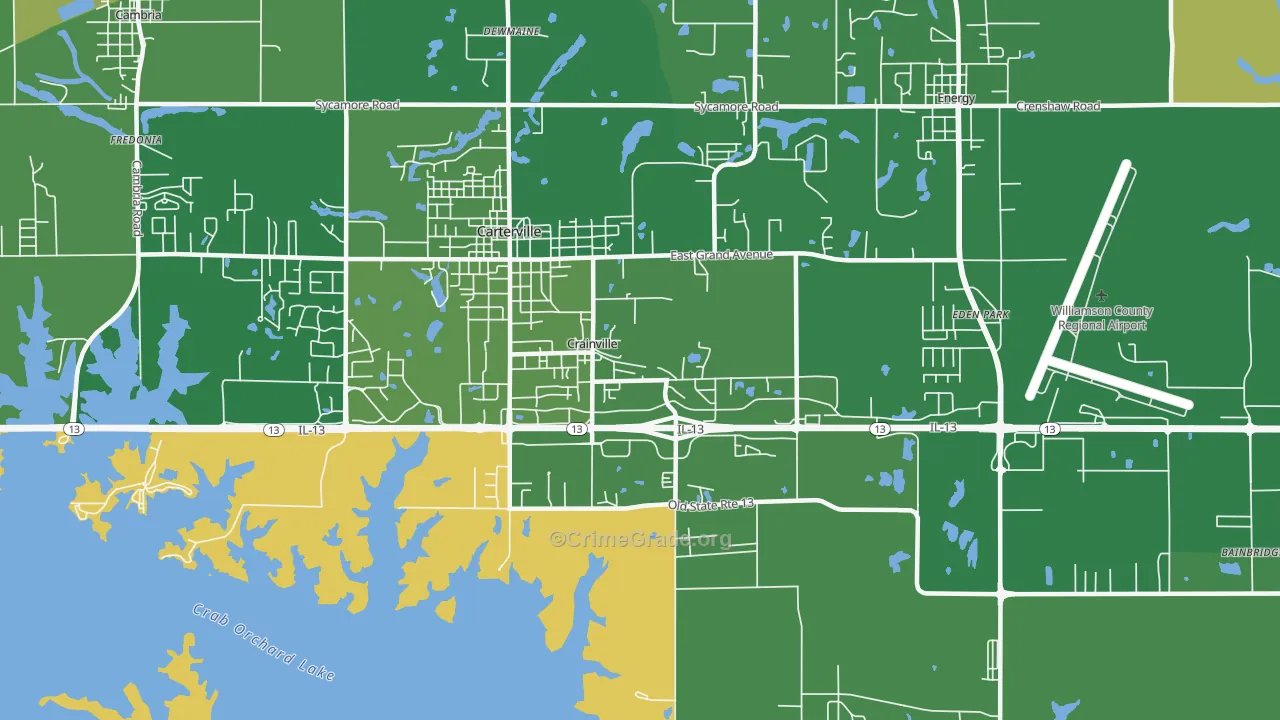 Crainville, IL Map of Robbery Rates