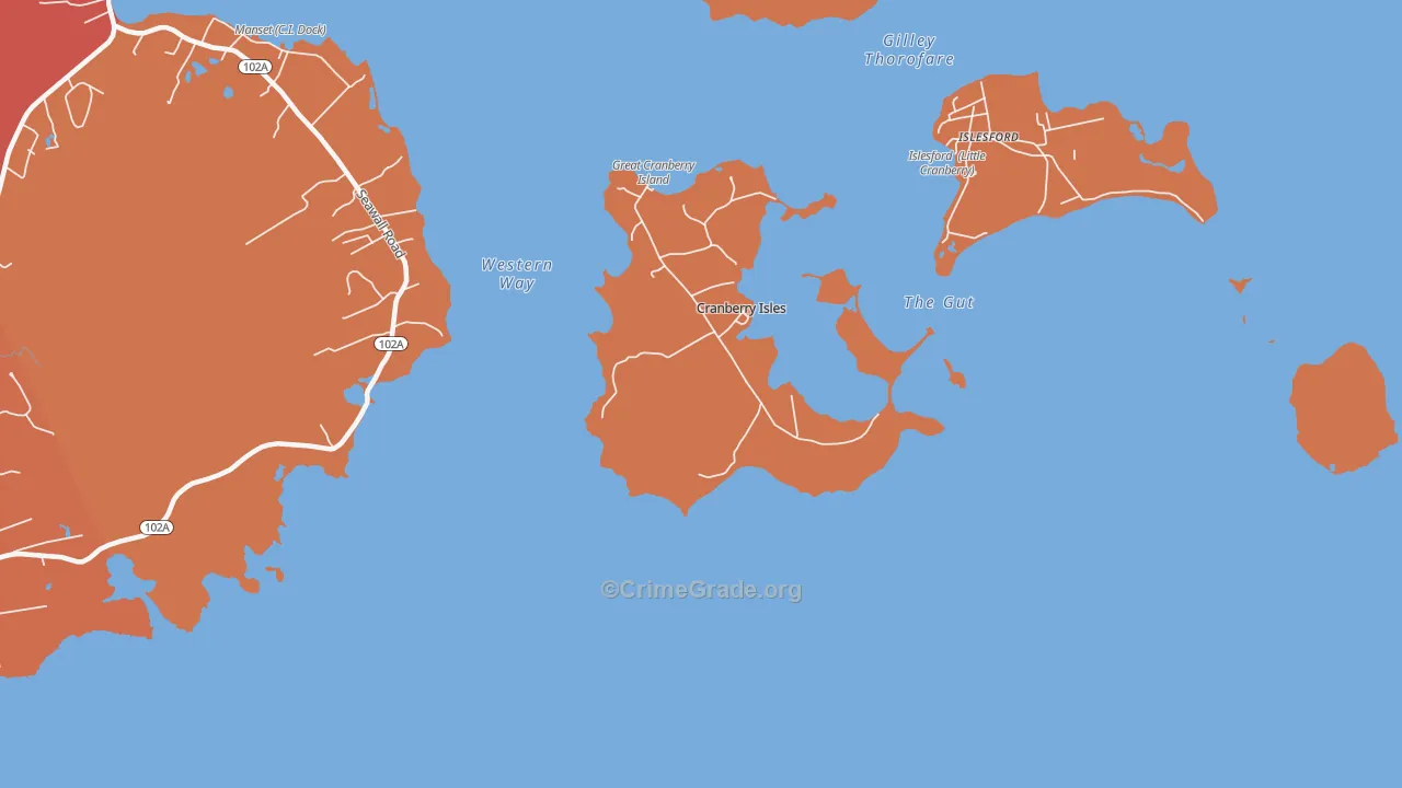 Cranberry Isles, ME Map of Robbery Rates