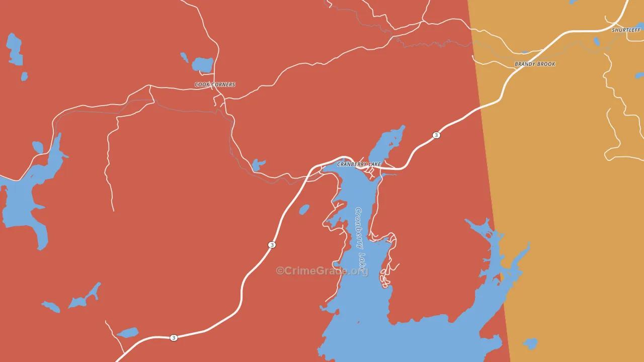 Cranberry Lake, NY Map of Robbery Rates