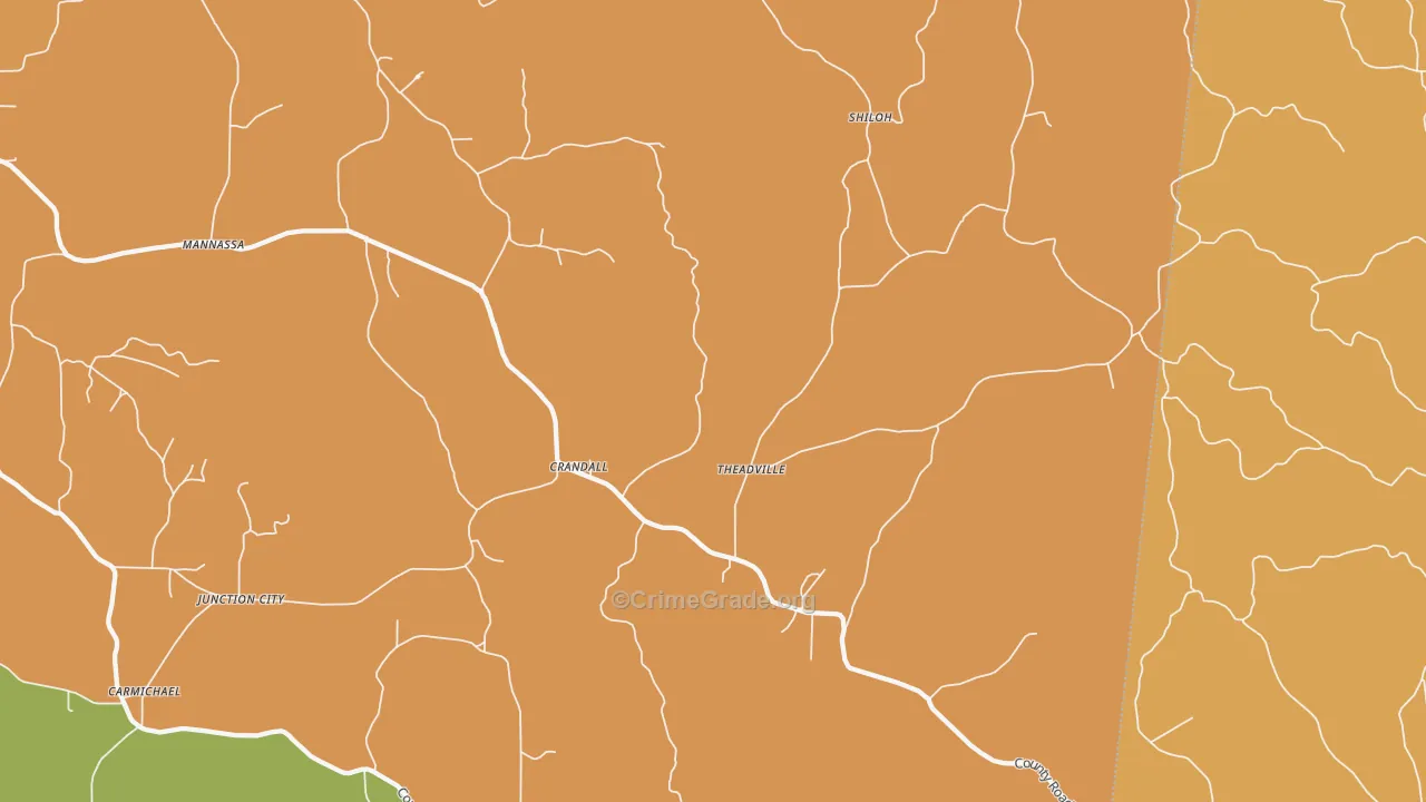 Crandall, MS Map of Robbery Rates