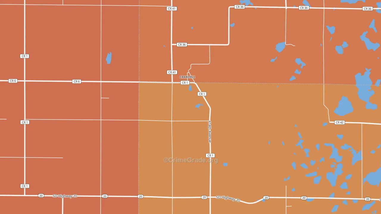 Crandall, SD Map of Robbery Rates