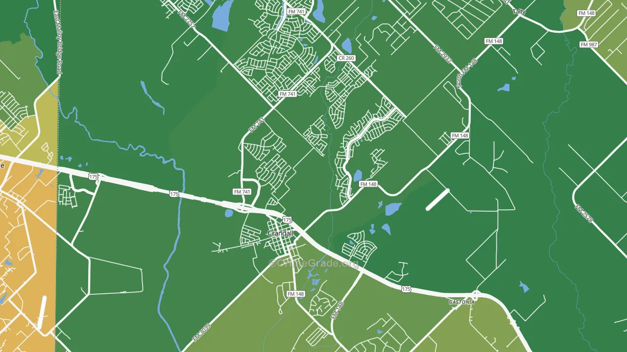 Crandall, TX Map of Robbery Rates