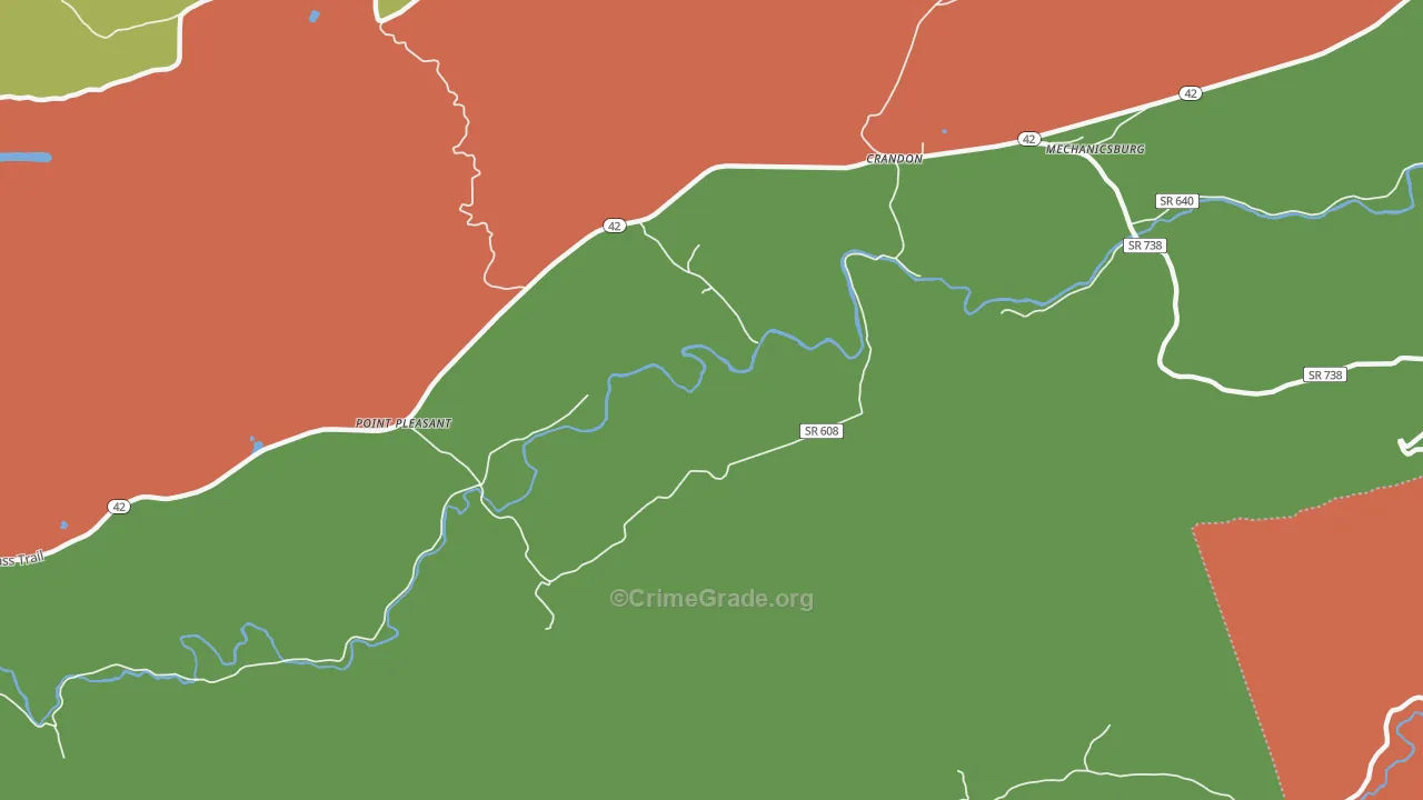 Crandon, VA Map of Robbery Rates