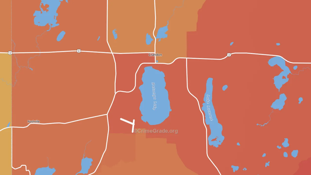 Crandon, WI Map of Robbery Rates