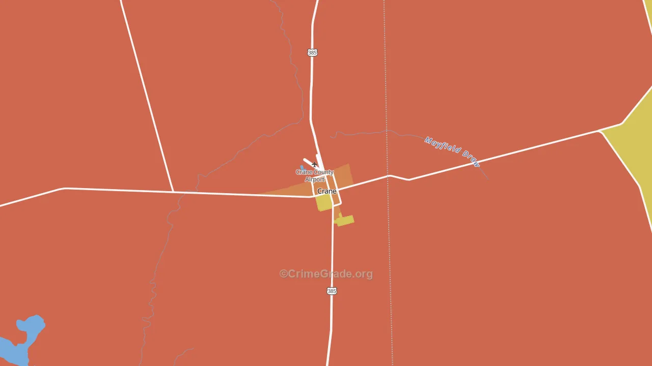 Crane County, TX Map of Robbery Rates