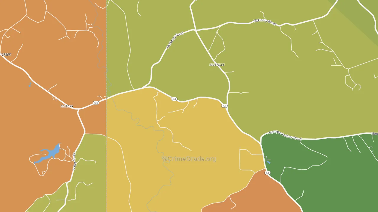 Crane Creek, MS Map of Robbery Rates