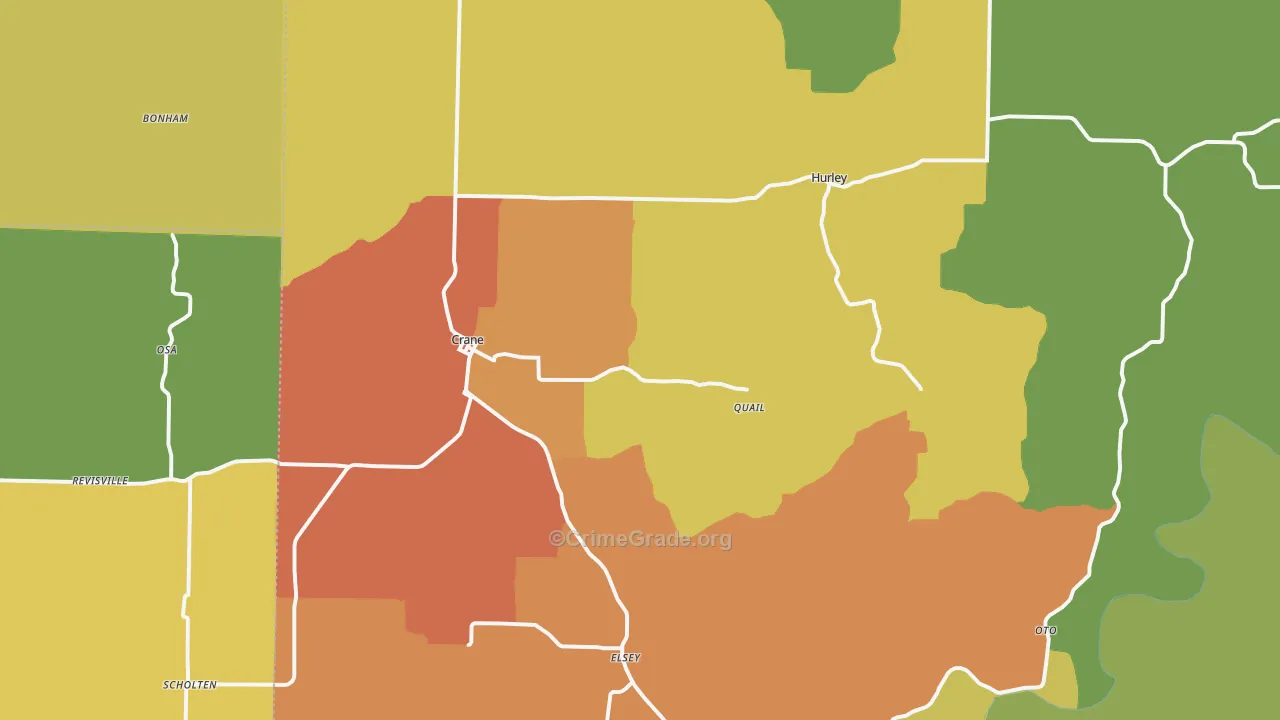 Crane, MO Map of Robbery Rates
